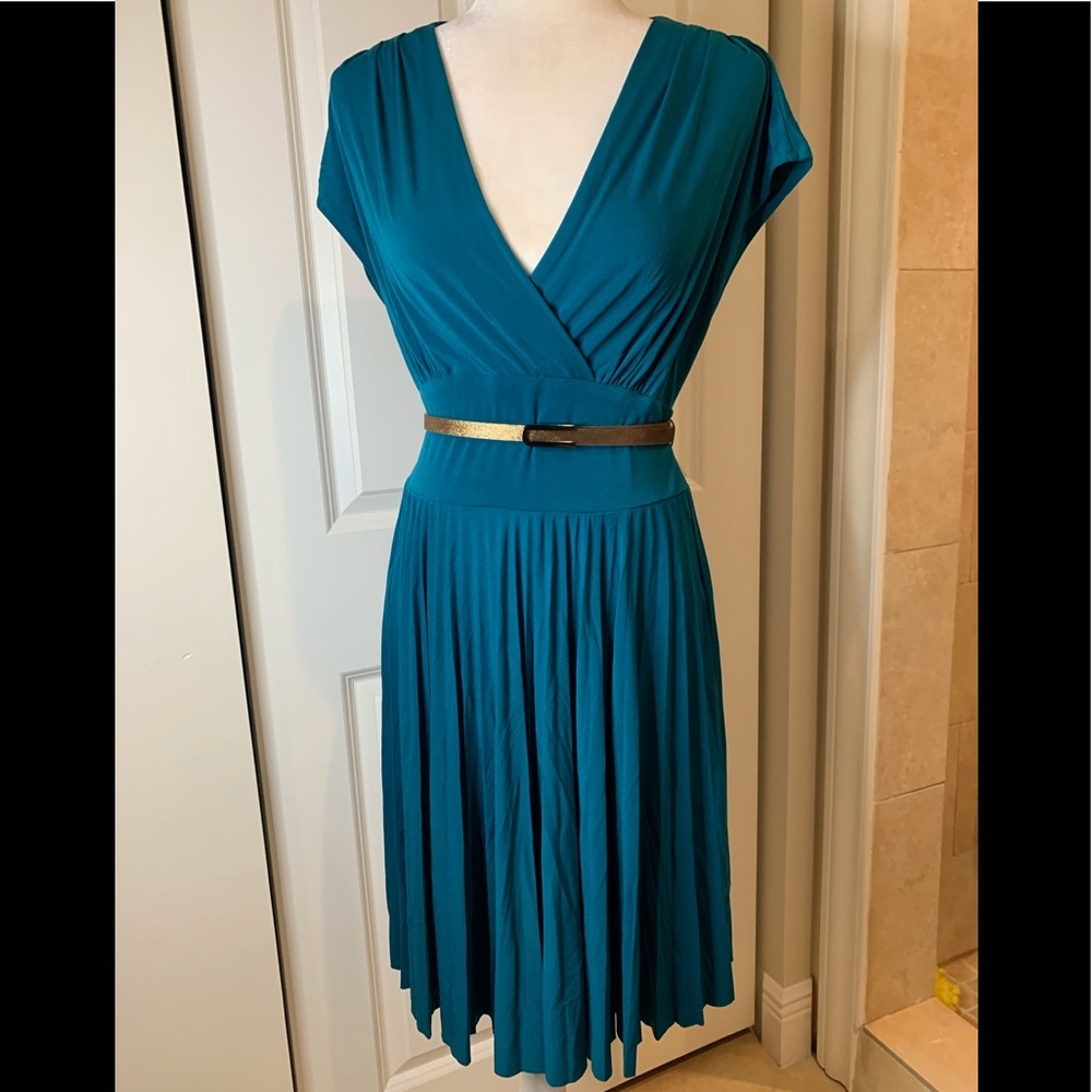 Donna Morgan Teal Blue Midi Dress